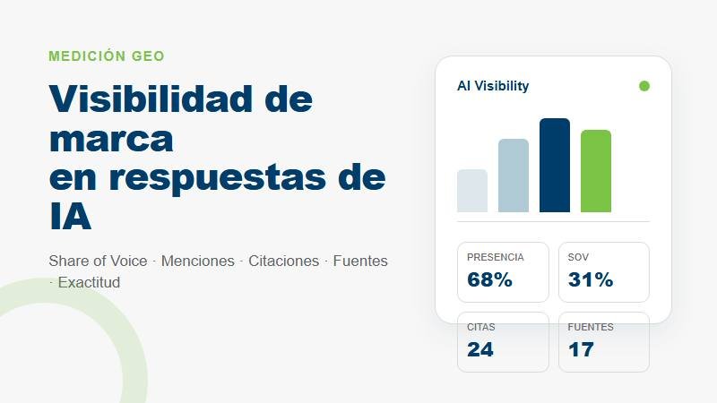 Cómo medir la visibilidad de una marca en respuestas de IA con share of voice, menciones, citaciones y fuentes