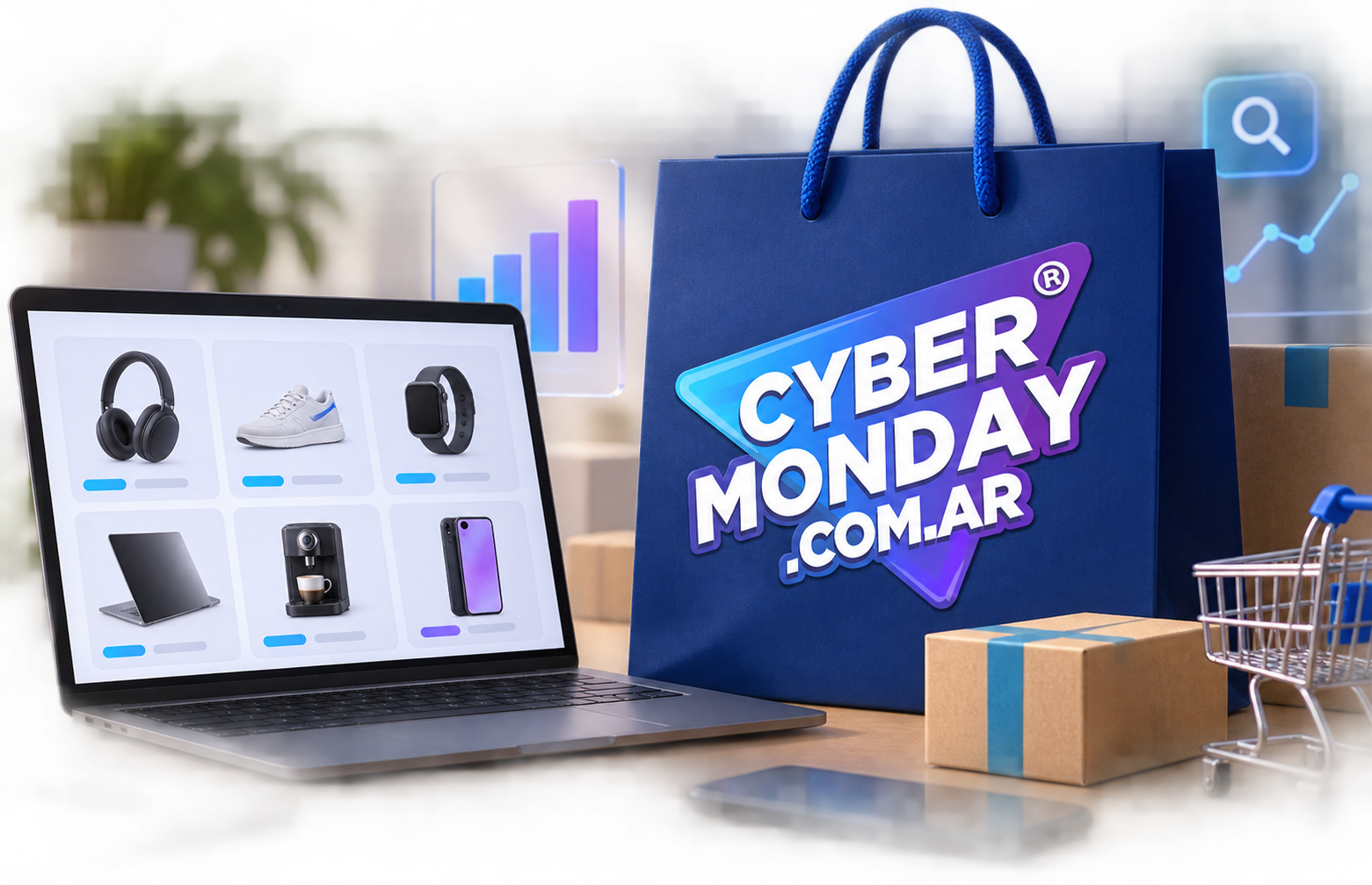 Portada del estudio de Cyber Monday Argentina con el logo del evento